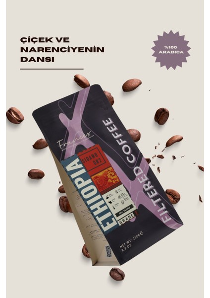 Arabica Ethiopia Filtre | Orta Kavrum | Çekirdek Kahve | 3*250 gr | Orta Gövde- Dolgun Tat modelleri
