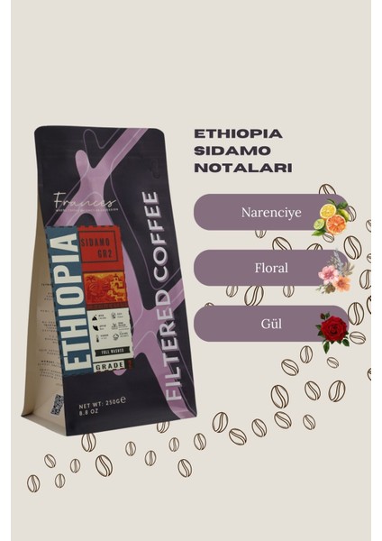 Arabica Ethiopia Filtre | Orta Kavrum | Çekirdek Kahve | 3*250 gr | Orta Gövde- Dolgun Tat fırsatları
