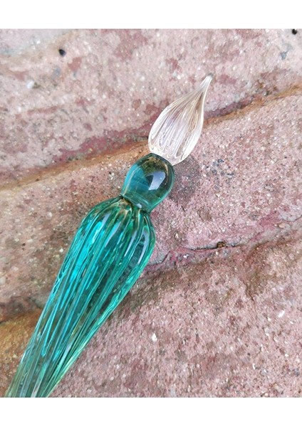 El Yapımı Cam Kalemi, Cam Kalem, Cam Çizim Kalemi, kaligrafi Kalem-Buz Yeşili