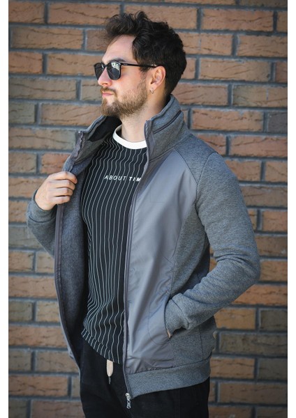 Fokt Üç Ip Şardonlu Parça Detaylı Gizli Kapüşonlu Erkek Sweatshirt fiyatları