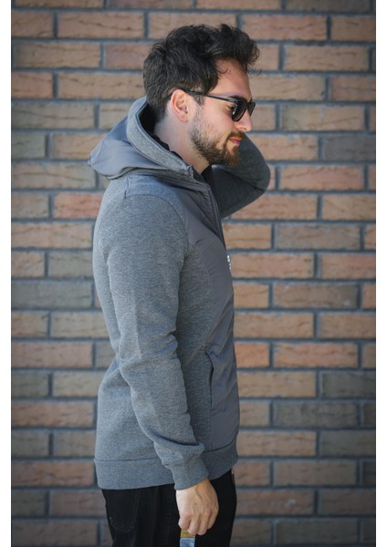 Fokt Üç Ip Şardonlu Parça Detaylı Gizli Kapüşonlu Erkek Sweatshirt fırsatları