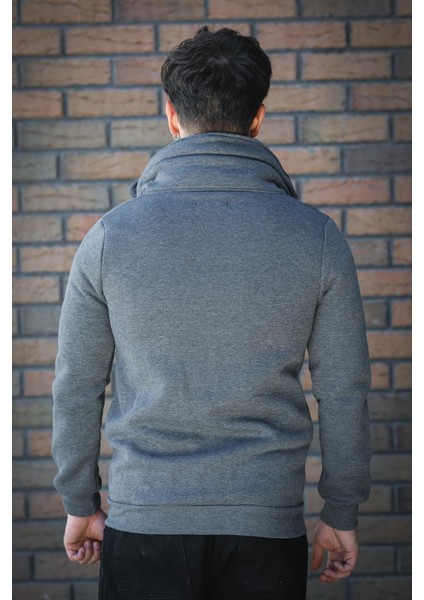 Fokt Üç Ip Şardonlu Parça Detaylı Gizli Kapüşonlu Erkek Sweatshirt indirimleri