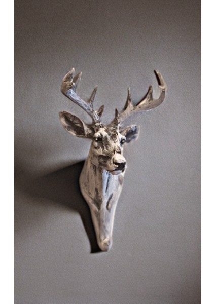 Beyaz Geyik Duvar Dekoru ve Askılık