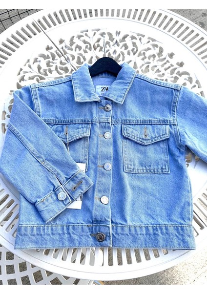 Taş Baskılı Çizgi Film Karakterli Kız Çocuk Kot Ceket fiyatları