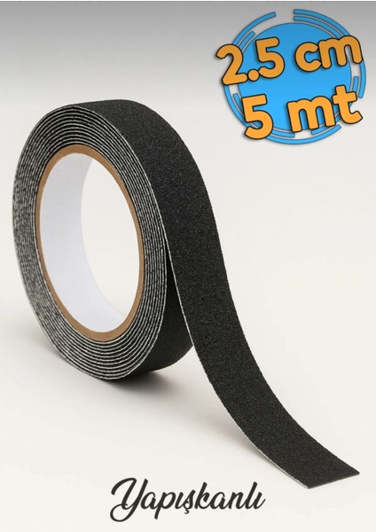Merdiven Zemin Yapışkanlı Kaydırmaz Bant Siyah 2.5 cm 5 Metre