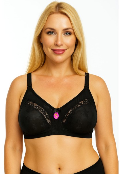 Kadın Büyük Beden Dantel Detaylı 3 Kopçalı Toparlayıcı Penye Desteksiz Telsiz Kapsız Anne Sütyeni