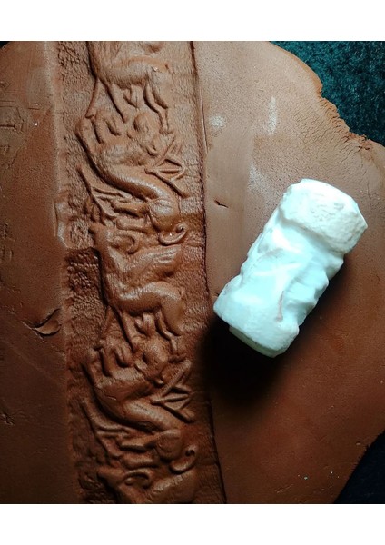 8 cm Doku Silindiri Sümer Antik Silindir Mühür Seramik Polimer Kil Desen Oklavası-Sümer6
