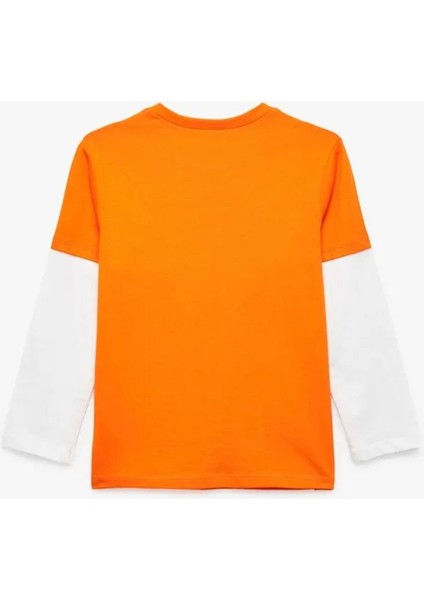 Erkek Çocuk Uzun Kollu Bisiklet Yaka Basketbol Baskılı Pamuklu Tişört 6WKB10036TK modelleri