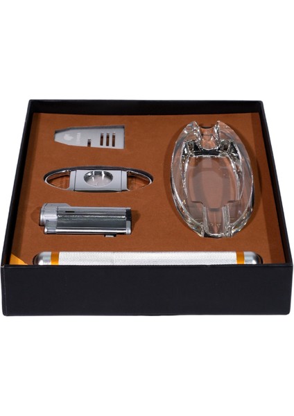 Çakmak Kesici Küllük Sehpa Tüp Gümüş Beşli Puro Seti modelleri