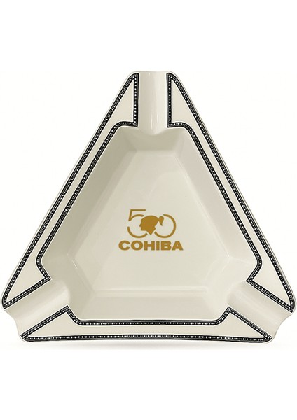 50. Yıl Beyaz Porselen Üçlü Puro Küllüğü