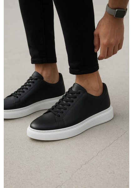 Marco Rossi %100 Deri Erkek Spor Ayakkabı - Siyah/beyaz Sneaker, Günlük ve Şık Ithal Ayakkabı