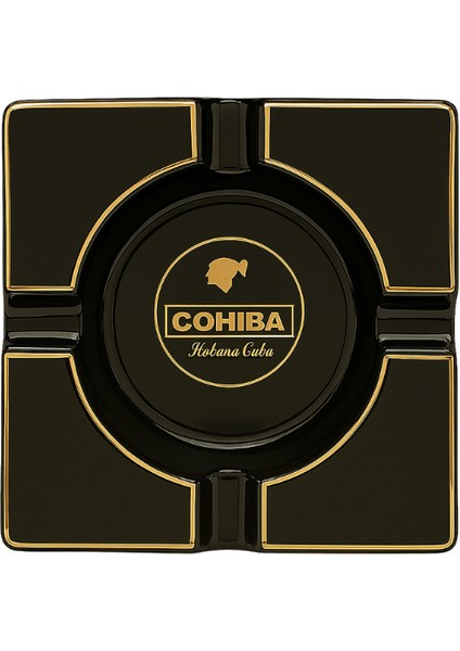 Siyah Porselen Dörtlü Büyük Puro Küllüğü