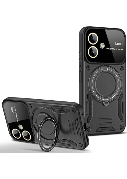 Samsung Galaxy A06 Kılıf Joy Lens Standlı Kapak - Siyah