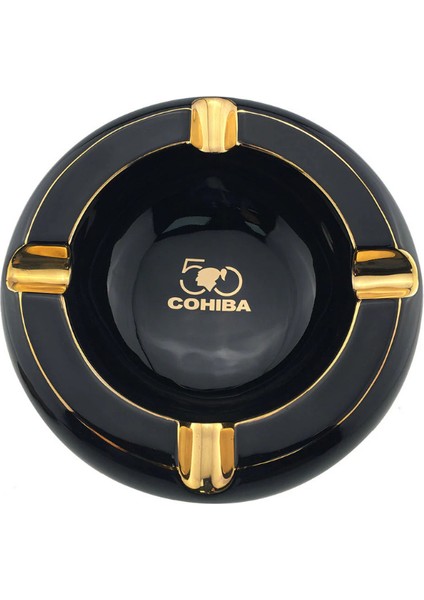 Siyah Dörtlü Büyük Porselen Puro Küllüğü