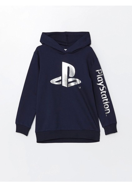 Lcw Kids Lacivert Kapüşonlu Playstation Baskılı Erkek Çocuk Sweatshirt