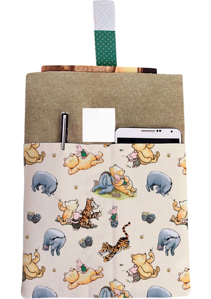 Desenli Yıkanabilir Cepli Kitap Kılıfı 20 x 25 cm Çok Amaçlı Çanta Book Cover