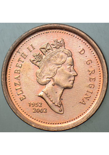 Kanada 1 Cent 2002 Sirkülasyon Hatıra. Kraliçe Iı. Elizabeth 50. Taht Yılı 1952-2002 Altın Jübile. 19.05 mm Çilaltı fiyatları