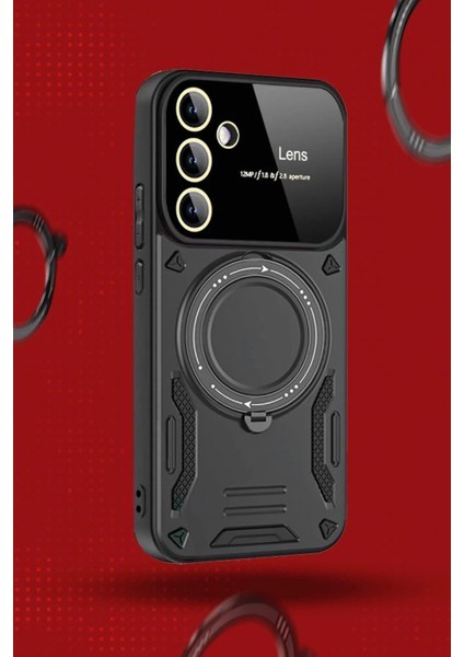 Samsung Galaxy S24 Fe Kılıf Joy Lens Standlı Kapak - Koyu Yeşil fiyatları