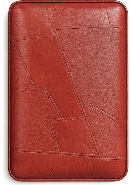 Dahili Çakmaklı Bordo Desenli Deri Puro Taşıma Çantası - Seyahat Humidoru