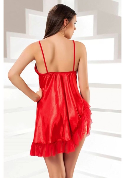 Kırmızı Saten Gecelik - M-308 fiyatları