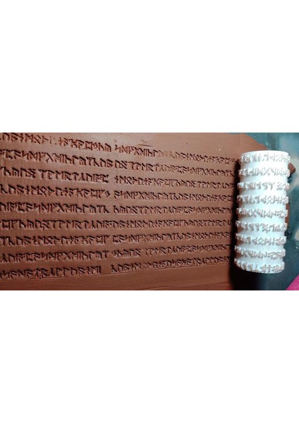 7.5 cm Doku Silindiri Antik Runes Desen Oklavası Seramik ve Polimer Kil Doku Rulosu
