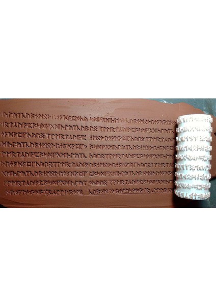 7.5 cm Doku Silindiri Antik Runes Desen Oklavası Seramik ve Polimer Kil Doku Rulosu fiyatları