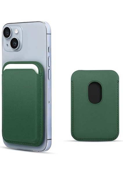 Apple iPhone 11 Pro Max Magsafe Deri Kartlık Yeşil