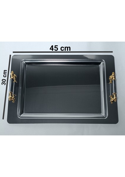 Lüx Çelik Çay,kahve Sunumluk Tepsi Özel Kulp Detaylı modelleri