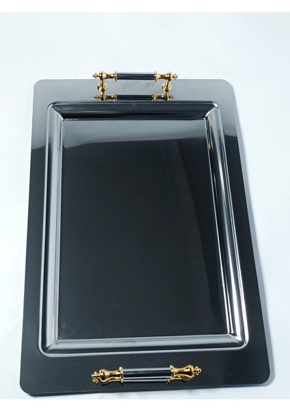 Lüx Çelik Çay,kahve Sunumluk Tepsi Özel Kulp Detaylı