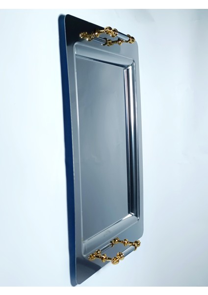 Lüx Çelik Çay,kahve Sunumluk Tepsi Özel Kulp Detaylı