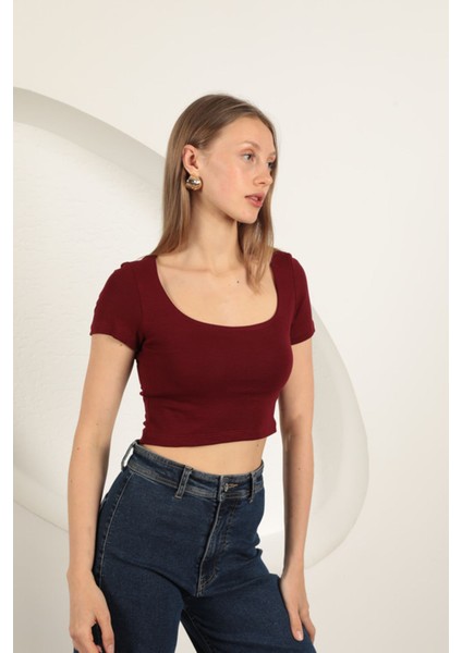 Siyah U Yaka Kısa Kollu Bluz modelleri