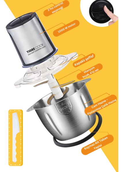 Instantchopper 1000 Pro – 2.3 L Cam ve Çelik Hazneli Et Kıyma & Sebze Rondo Doğrayıcı + Ekstra 1.2 L Hazne fiyatları