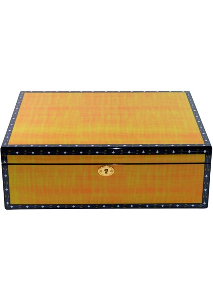 Premiumquality Flamengo Sarı Desenli Sedir Humidor Puro Kutusu