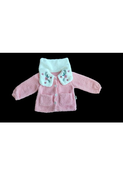 Kız Çocuk Kuzu Welsoft Nakışlı Arkası Atkılı Hırka Yumuşak Dokulu modelleri