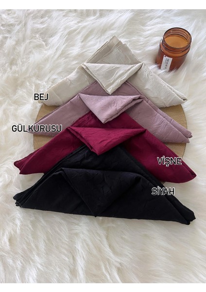 Vavscarfs Bambu Kraş Eşarp Hijab Kraş Eşarp Bej-Gül Kurusu-Vişne-Siyah