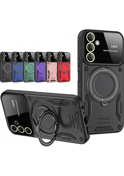 Samsung Galaxy S25 Kılıf Joy Lens Standlı Kapak - Kırmızı fiyatları
