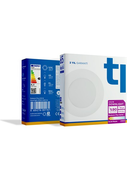 Redeem Plus C12W Downlight, Titreşimsiz, Göz Konforu, Tekli, 835 Lümen, Sıcak Beyaz, 2700 Kelvin fiyatları