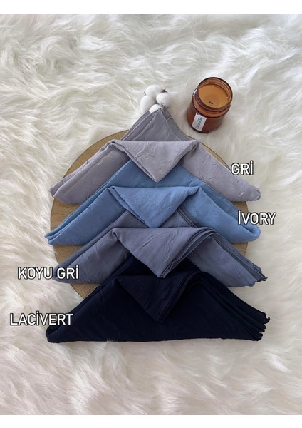 Vavscarfs Bambu Kraş Eşarp Hijab Kraş Eşarp Gri-Ivory-Koyu Gri- Lacivert