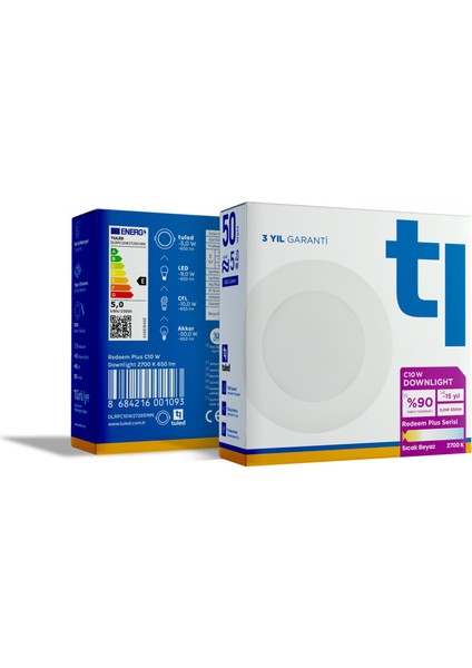 Redeem Plus C10W Downlight, Titreşimsiz, Göz Konforu, Tekli, 650 Lümen, Sıcak Beyaz, 2700 Kelvin fiyatları