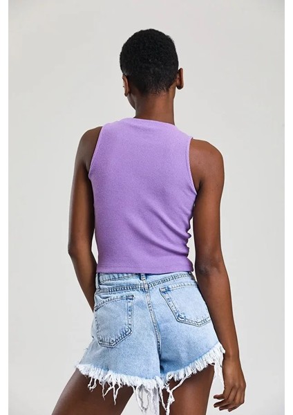 Kadın Zargo Model Fitted/vücuda Oturan Geniş Biyeli Halter Yaka Fitilli Esnek Örme Crop Bluz modelleri