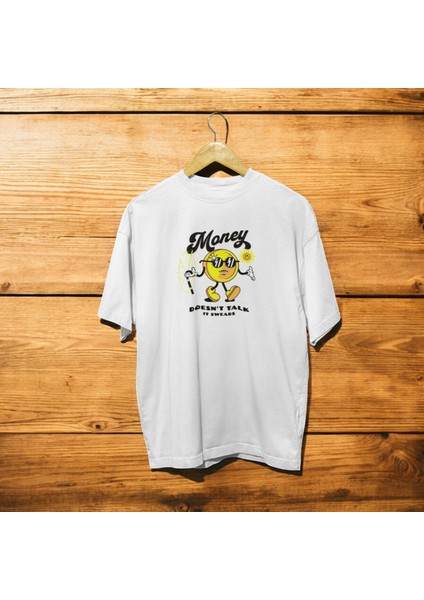 Erkek Beyaz Money Baskılı Oversize Tişört modelleri