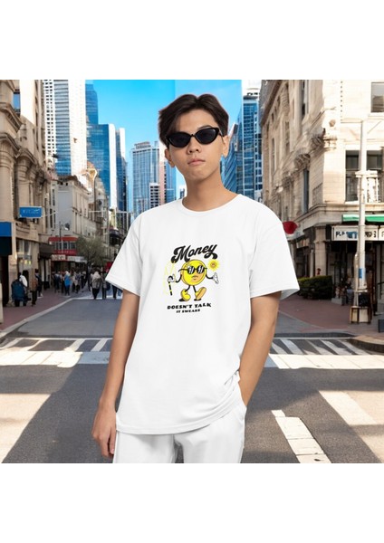 Erkek Beyaz Money Baskılı Oversize Tişört fırsatları