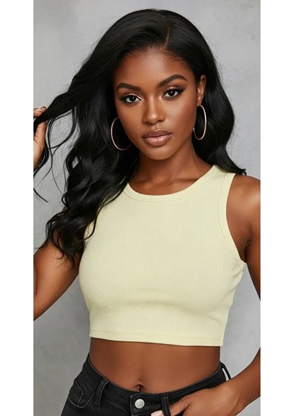 Kadın Zargo Model Fitted/vücuda Oturan Geniş Biyeli Halter Yaka Fitilli Esnek Örme Crop Bluz modelleri