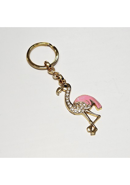 Anahtarlık Çanta Aksessuarı Parlak Taşlı Flamingo Anahtarlik