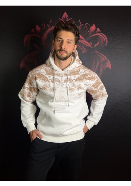 Kapşonlu %100 Pamuk Baskılı Sweatshirt