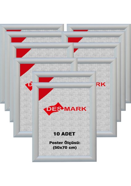 10 Adet 25 mm B2(50X70) Gönye Köşe Alüminyum Aç-Kapa Çerçeve – Poster Çerçevesi (Gümüş Eloksallı)