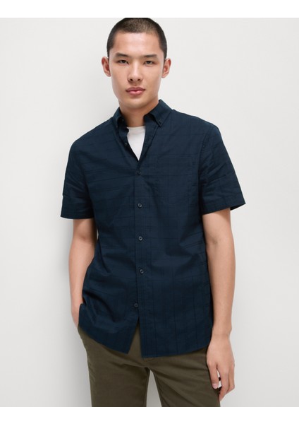 Kolay Ütülenen Saf Pamuk Dokulu Gömlek