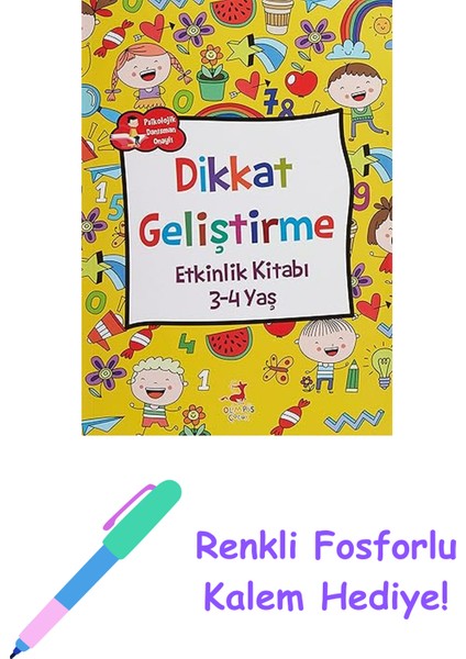3-4 Yaş Dikkat Geliştirme + Renkli Fosforlu Kalem