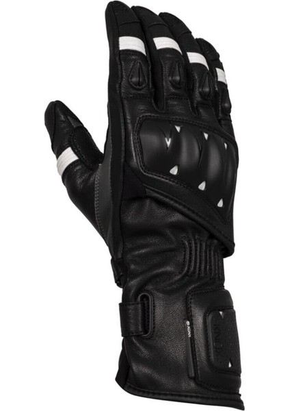 Oulton Mk2 Korumalı Deri Motosikleçi Eldiveni Siyah Beyaz