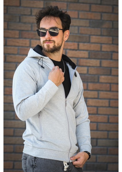 Chev Micro Interlok Dik Yaka Fermuarlı Hırka Sweatshirt